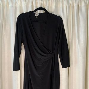 Anne Klein Size Large Black Midi Dress